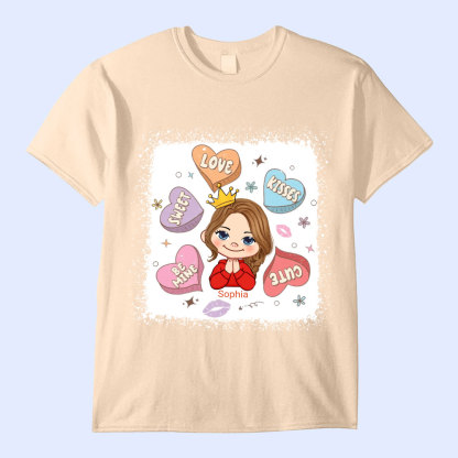 Candy Heart Cute Valentine's Day Personalized Youth T-Shirt-ancustom