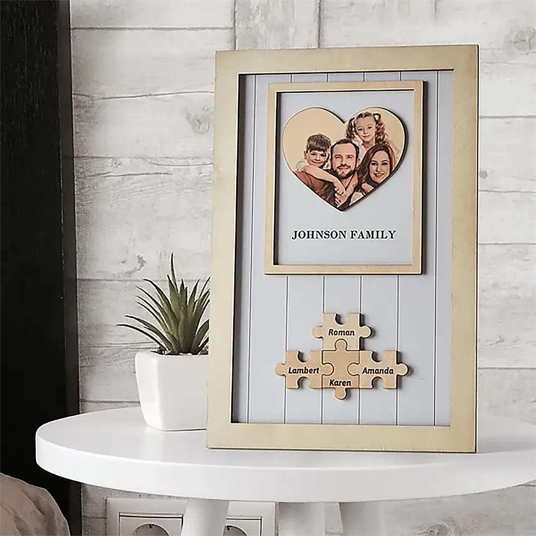 Custom wooden photo frame with heart shaped photo custom photo gift-ancustom