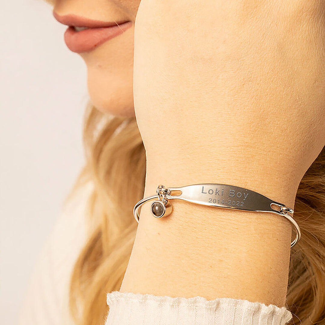 Personalized projection picture ring bracelet with custom text warm gift-ancustom