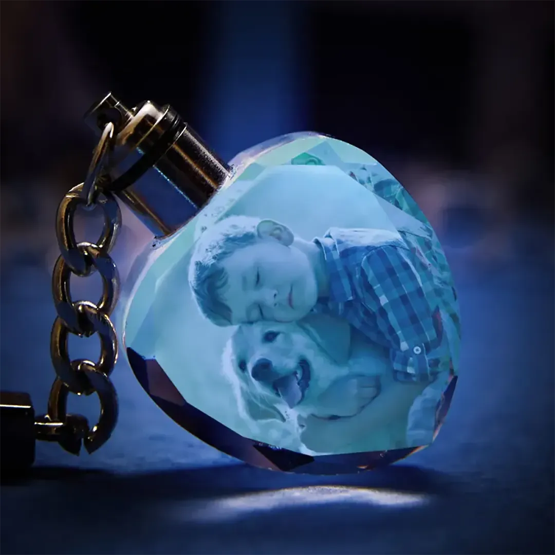 Gift for Mom Heart-shaped Keychain Custom Photo Crystal Keychain-ancustom