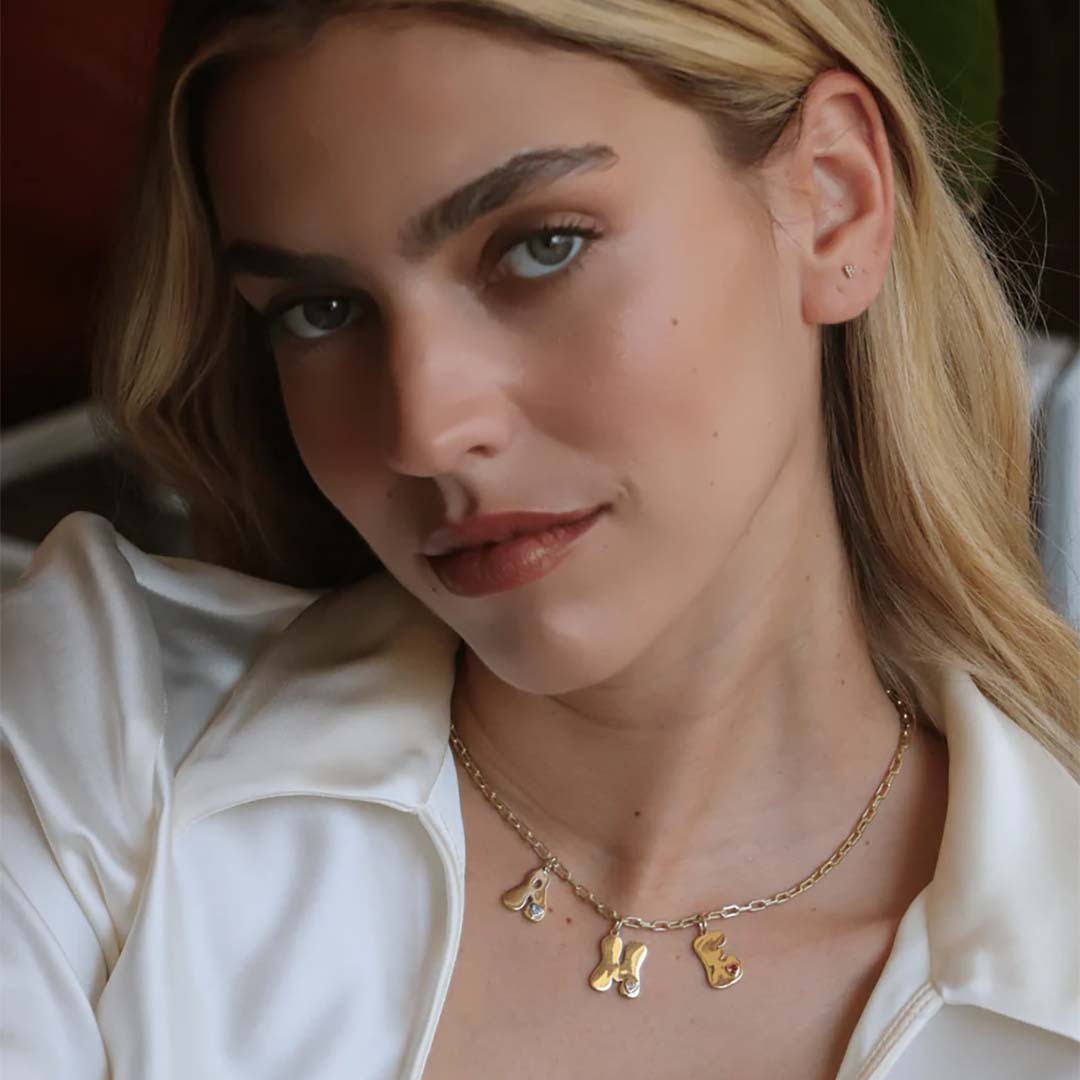 RETRO INITIAL CHARMS NECKLACE-ancustom