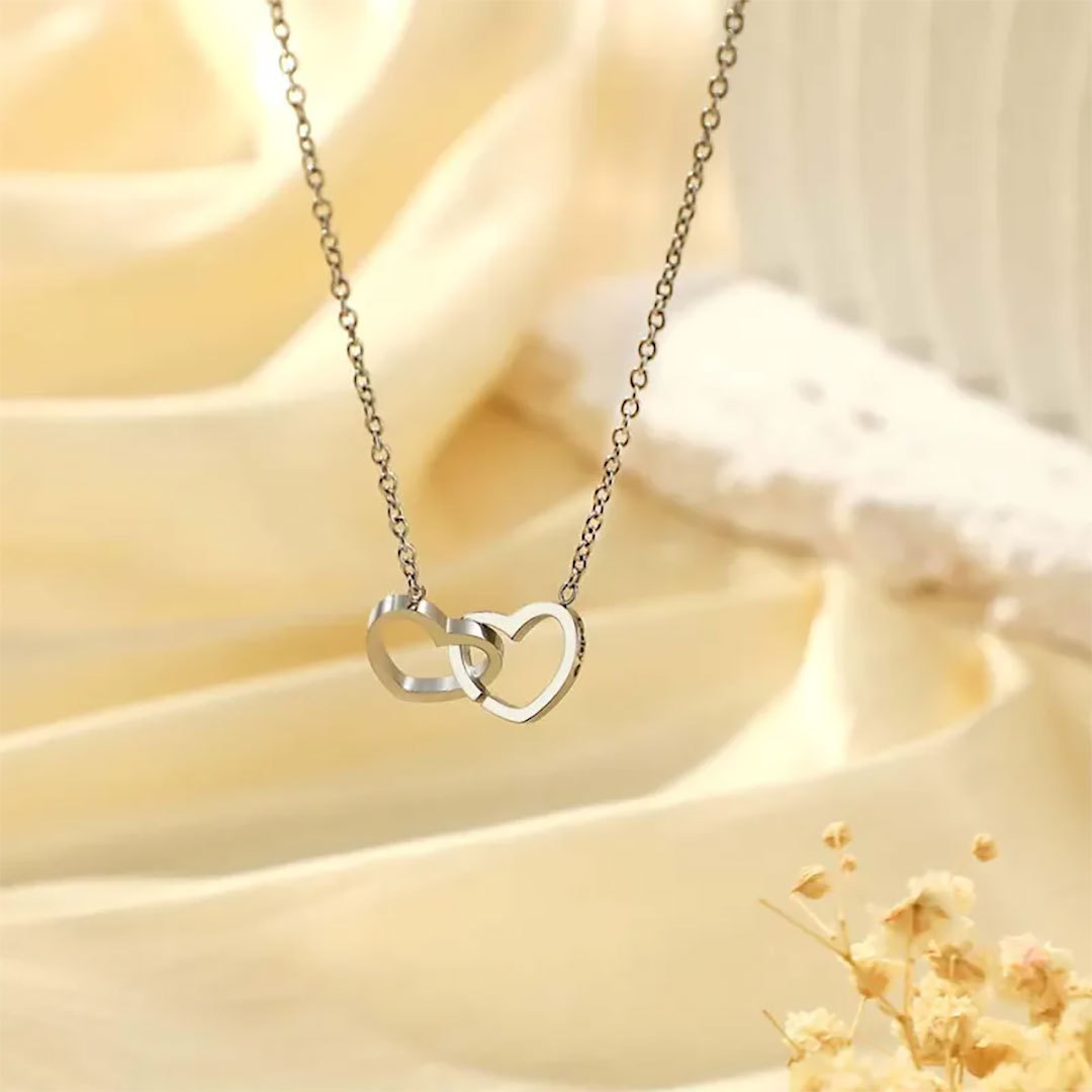 Custom Engraved Necklace Two Hearts Personalized Names Gift for Couples-ancustom