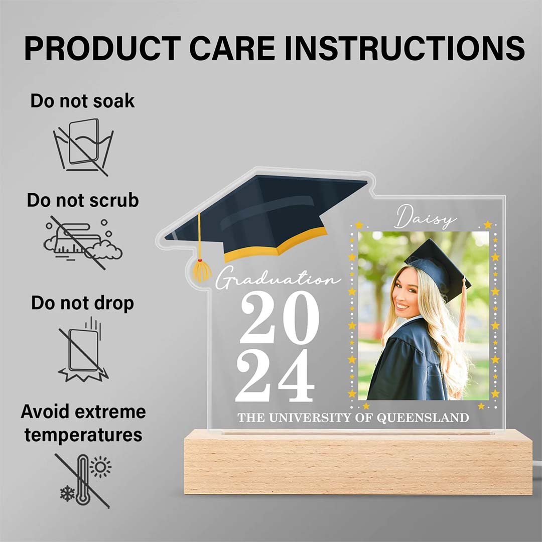 Custom Photo Graduation Celebration - Graduation Gift - Personalized 3D Led Light Wooden Base-ancustom