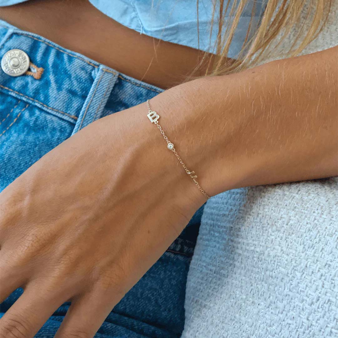 Customized Personalized Diamond Letter Bracelet-ancustom