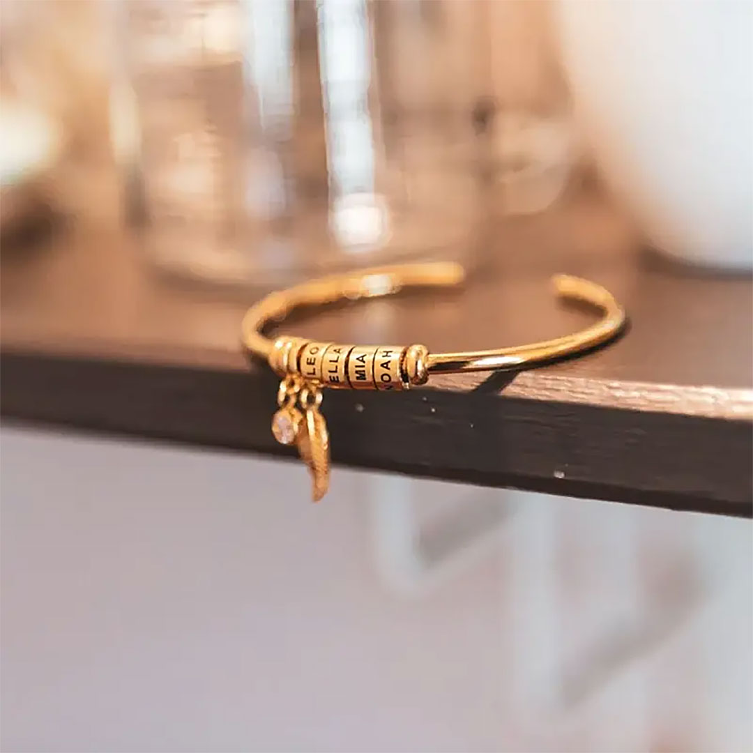 PERSONALIZED BIRTHSTONE BLESSING BANGLE-ancustom