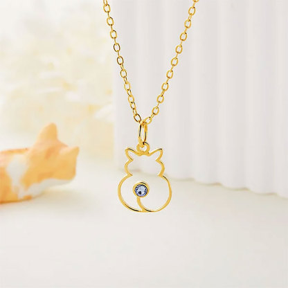 Personalized Minimalist Cat Silhouette Necklace with Birthstone Birthday Anniversary Gift for Pet Lover-ancustom