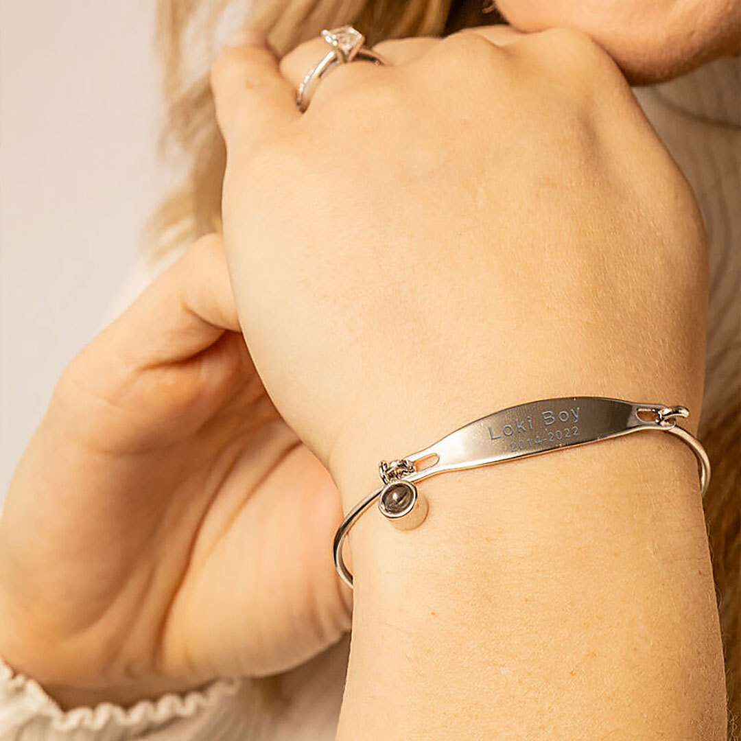 Personalized projection picture ring bracelet with custom text warm gift-ancustom