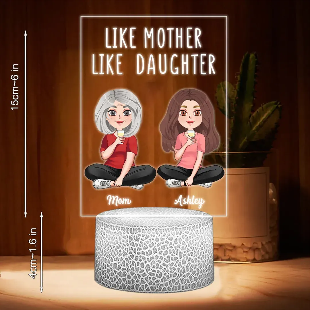 Like Mother Like Daughter - Personalized Mother Shaped Plaque Light Base-ancustom