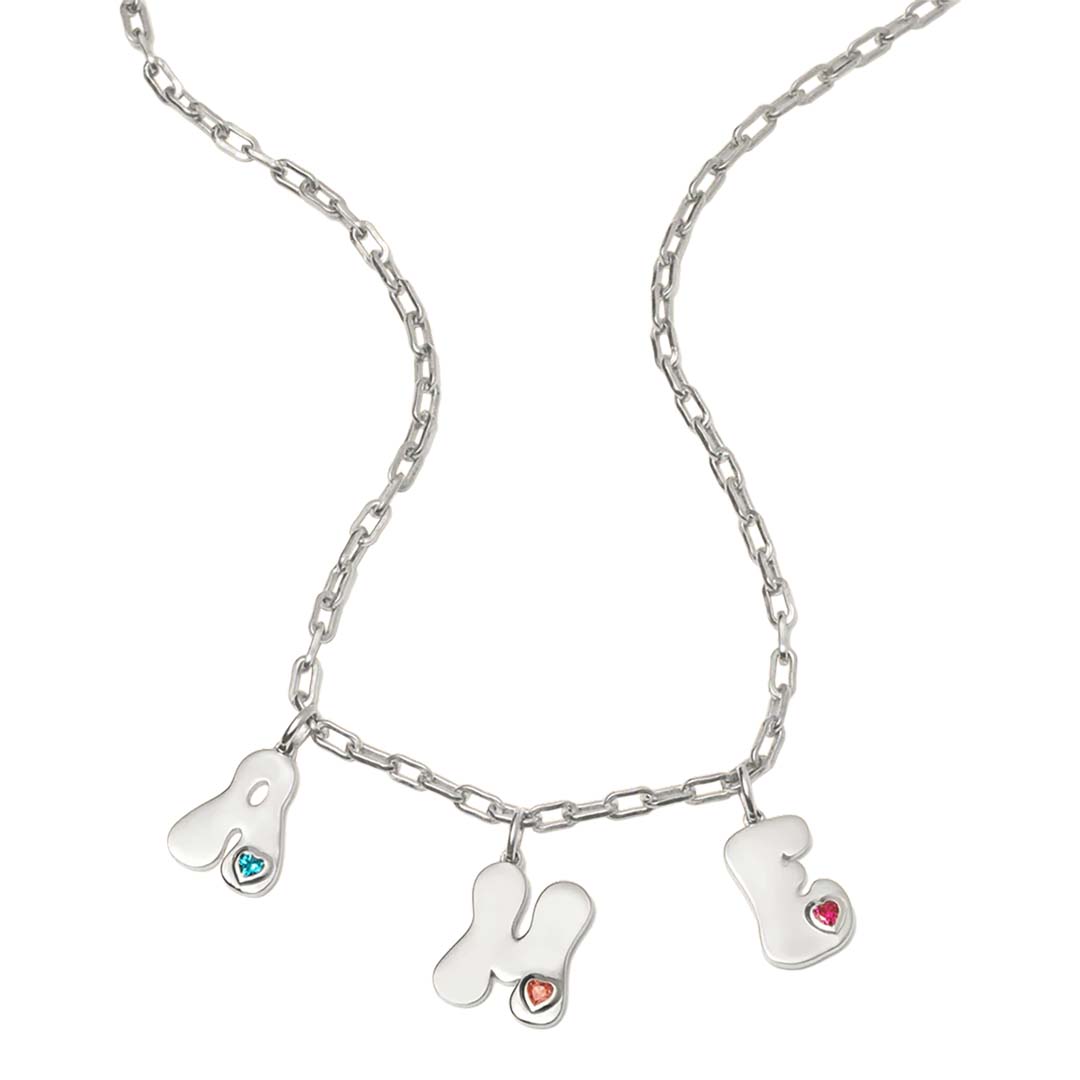 RETRO INITIAL CHARMS NECKLACE-ancustom