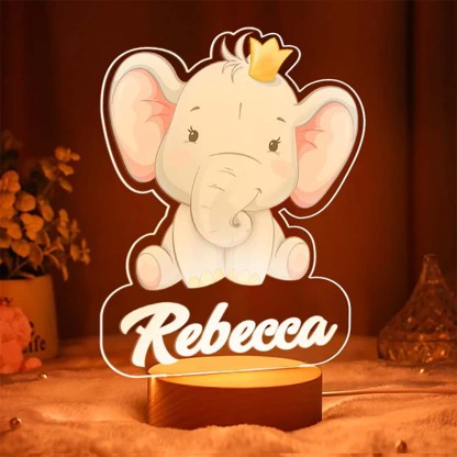 Personalized Kid Night Light Girl Nursery Lamp Elephant Night Light Child Table Lamp Baby Gift with Child Name-ancustom