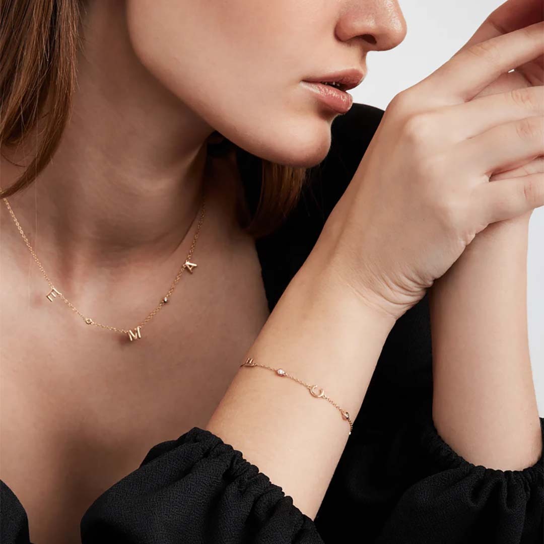 Customized Personalized Diamond Letter Bracelet-ancustom