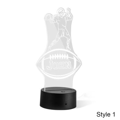 Custom Name Football Player LED Night Light, LED Sign Home Decor, Football Player Silhouette Light Lamp, Gift for Athlete/Football Player/Sports Lover-ancustom