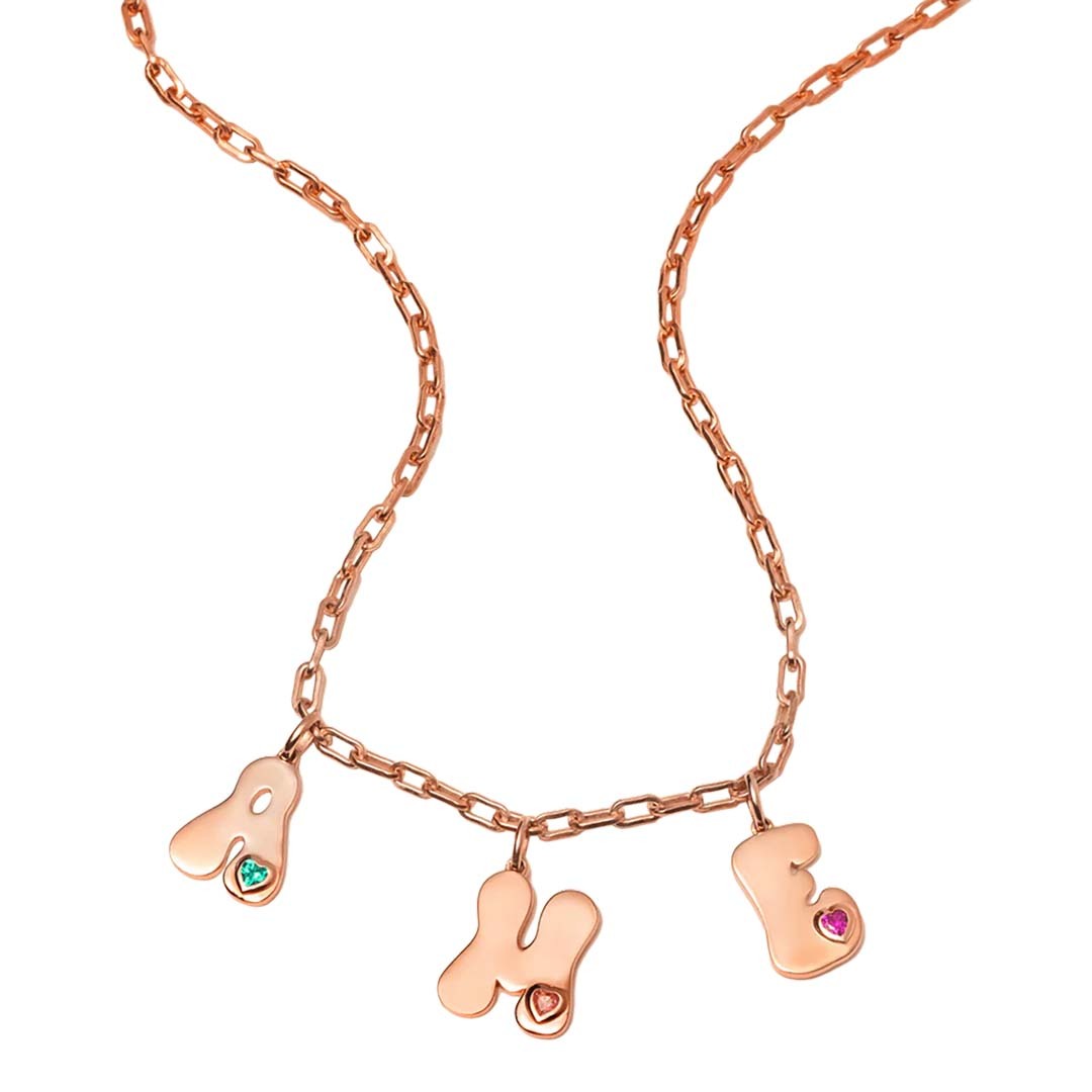 RETRO INITIAL CHARMS NECKLACE-ancustom