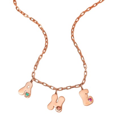 RETRO INITIAL CHARMS NECKLACE-ancustom