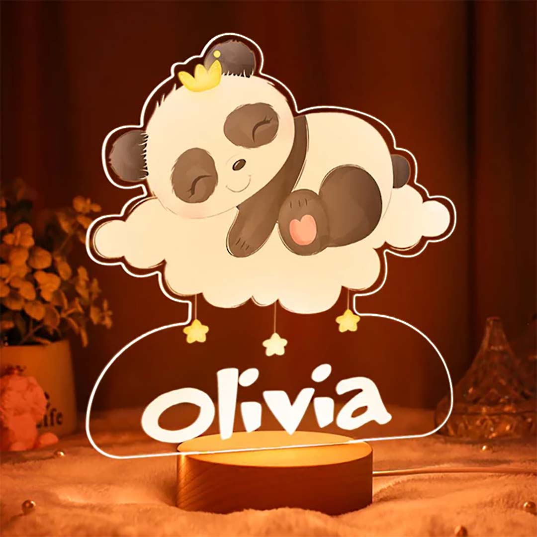 Personalized Baby Gifts Nursery Decor Panda Night Light Girl Nursery Lamp-ancustom