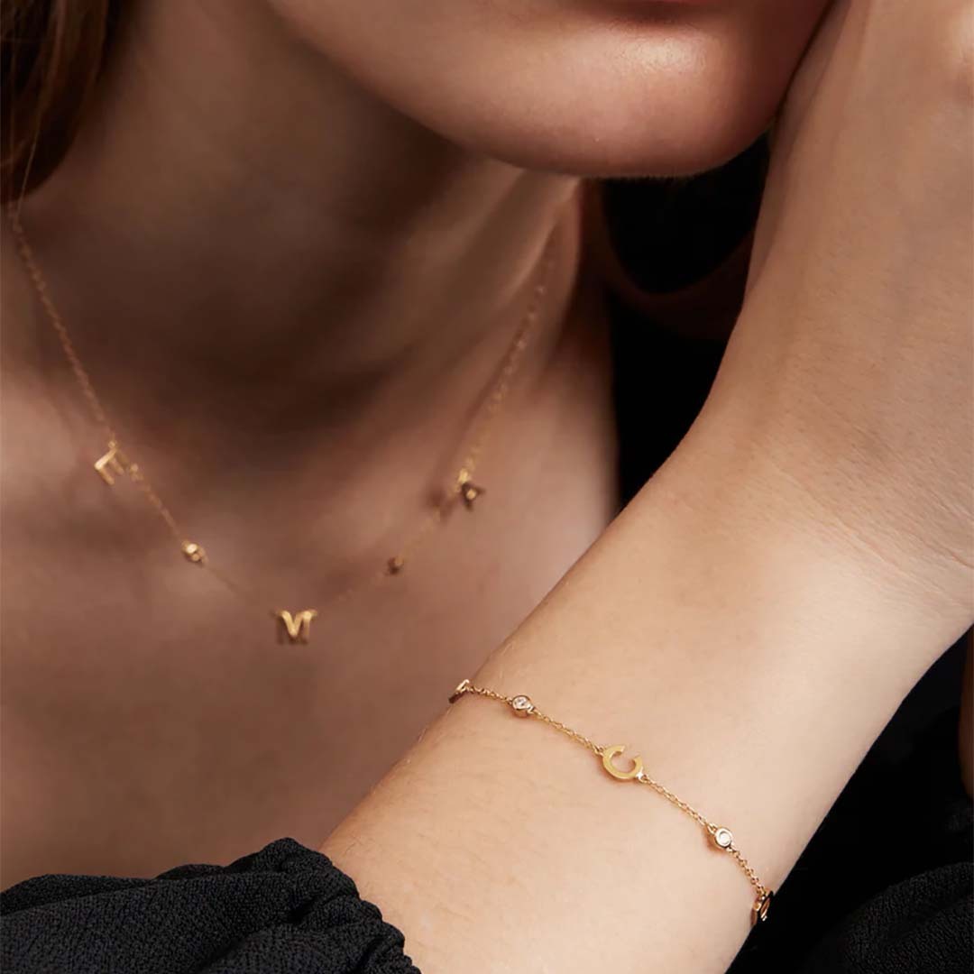 Customized Personalized Diamond Letter Bracelet-ancustom