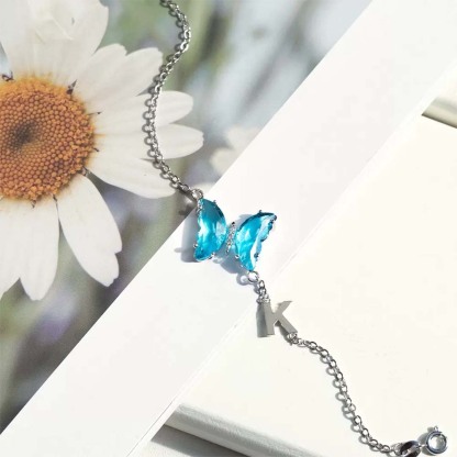 Personalized Crystal Glass Butterfly Bracelet-ancustom