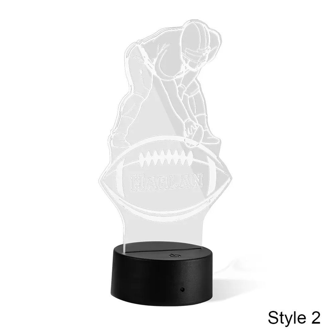 Custom Name Football Player LED Night Light, LED Sign Home Decor, Football Player Silhouette Light Lamp, Gift for Athlete/Football Player/Sports Lover-ancustom