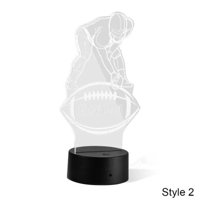 Custom Name Football Player LED Night Light, LED Sign Home Decor, Football Player Silhouette Light Lamp, Gift for Athlete/Football Player/Sports Lover-ancustom