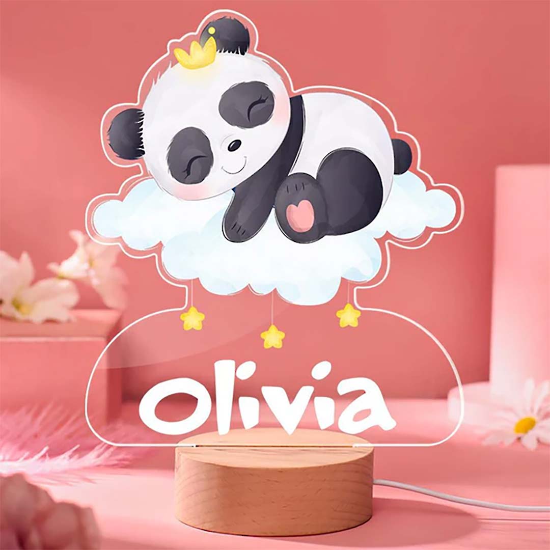 Personalized Baby Gifts Nursery Decor Panda Night Light Girl Nursery Lamp-ancustom