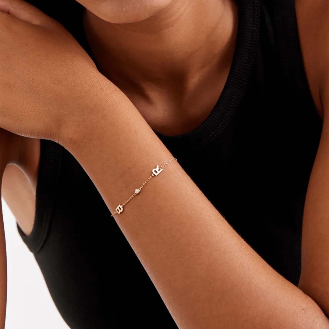 Customized Personalized Diamond Letter Bracelet-ancustom