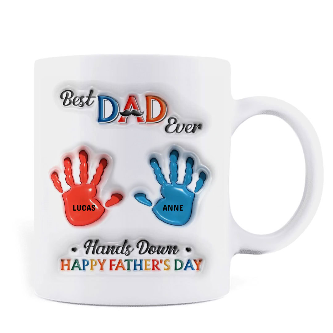 Custom Personalized Dad 3D Inflated Coffee Mug - Upto 7 Kids - Father's Day Gift Idea - Best Dad Ever Hands Down-ancustom