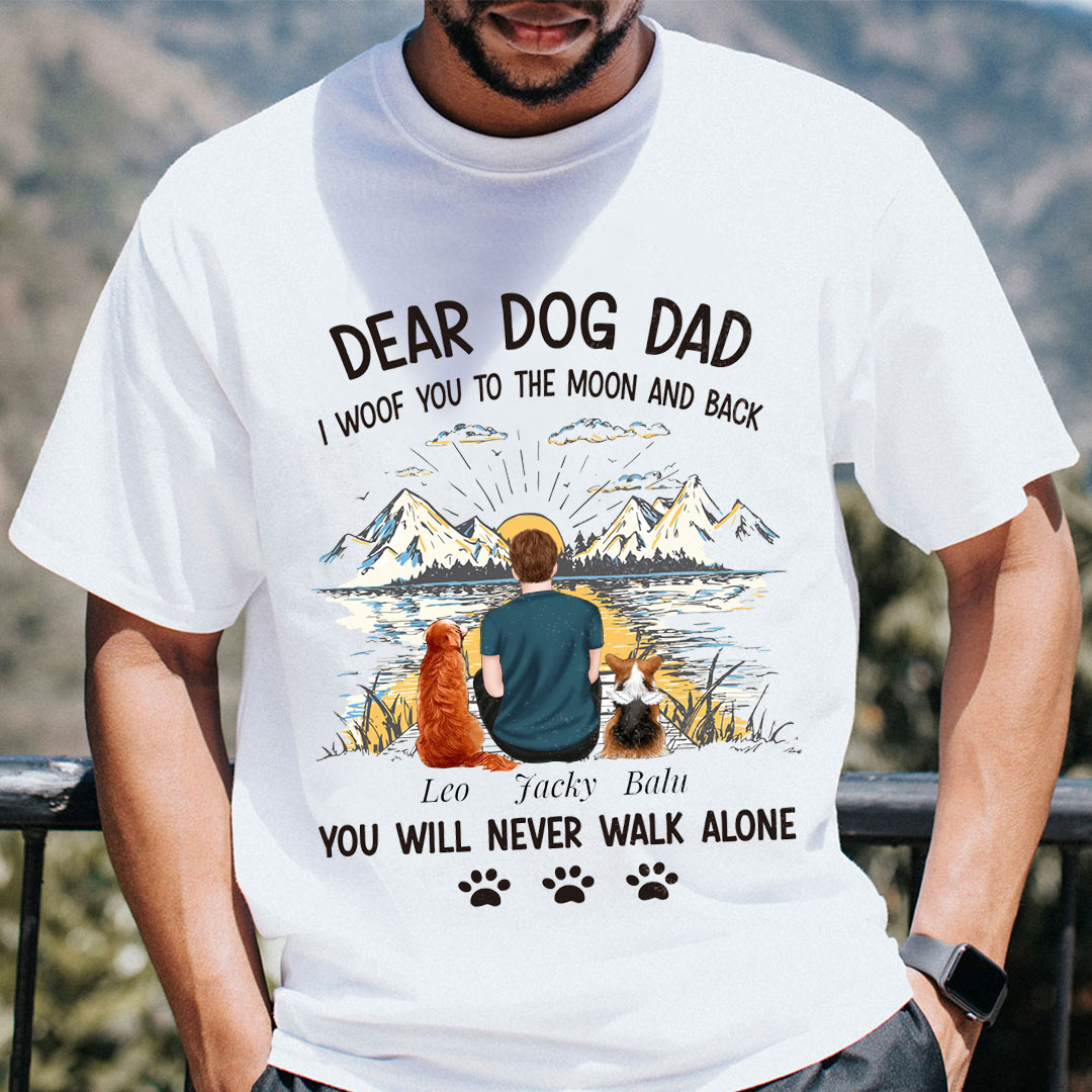 Custom Personalized Dog Dad T-Shirt Father's Day/Dog Lover's Gift Choice - I Woof You To The Moon And Back-ancustom
