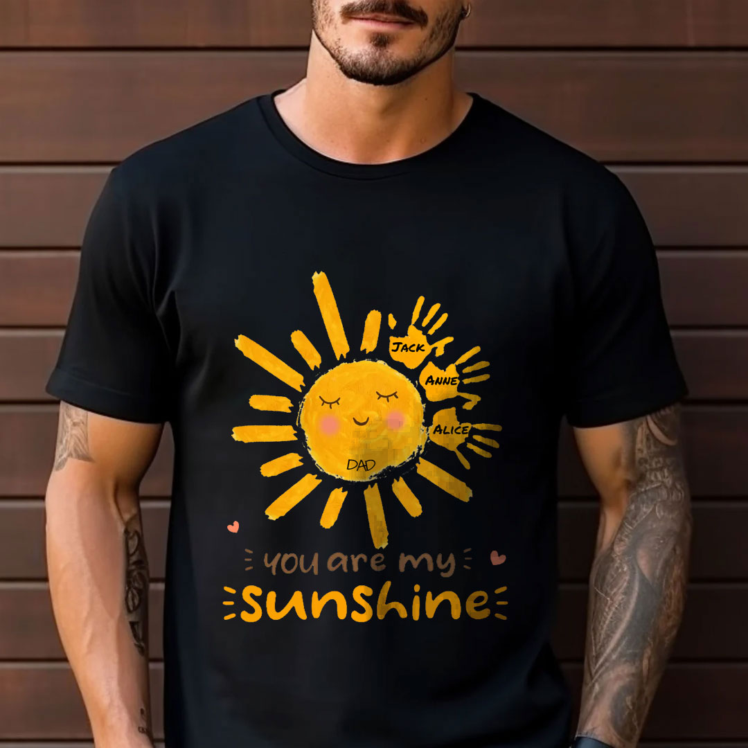 Cute Sun with Handprints for Kids, You Are My Sunshine Personalized T-Shirt-ancustom