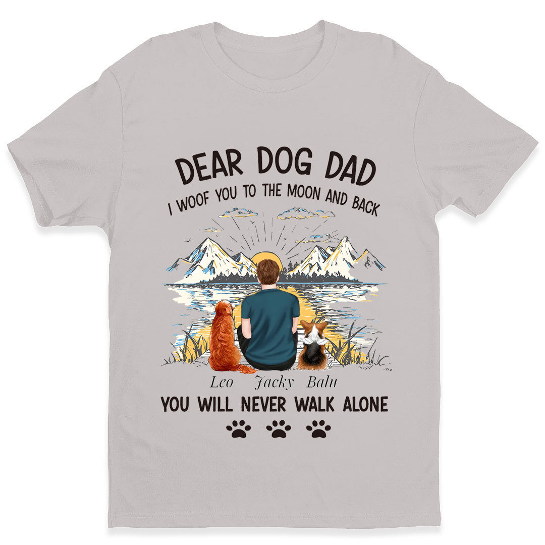 Custom Personalized Dog Dad T-Shirt Father's Day/Dog Lover's Gift Choice - I Woof You To The Moon And Back-ancustom