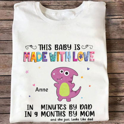 Custom Personalized Dinosaur T-Shirt  Gifts for Baby - This Baby Is Made With Love-ancustom