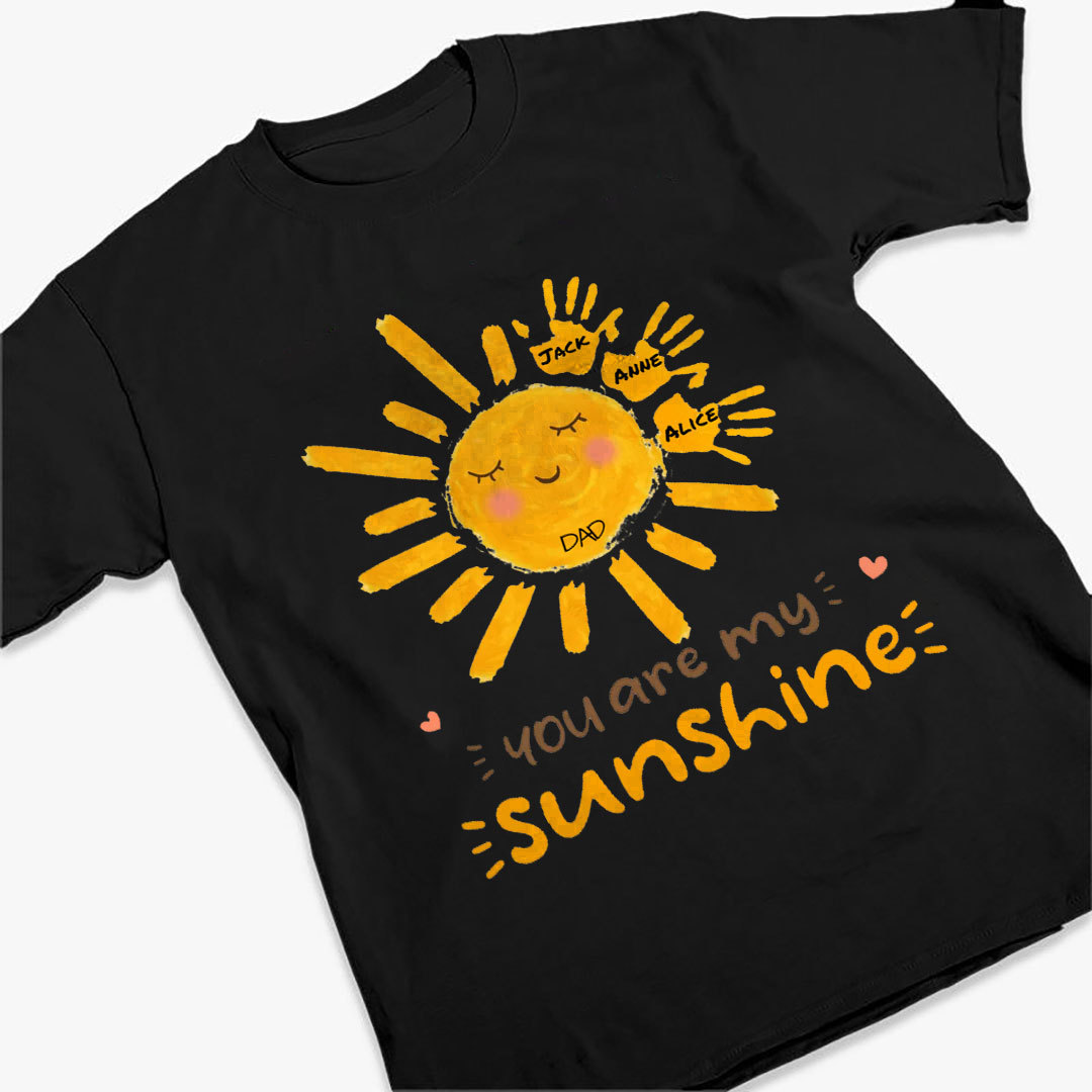 Cute Sun with Handprints for Kids, You Are My Sunshine Personalized T-Shirt-ancustom