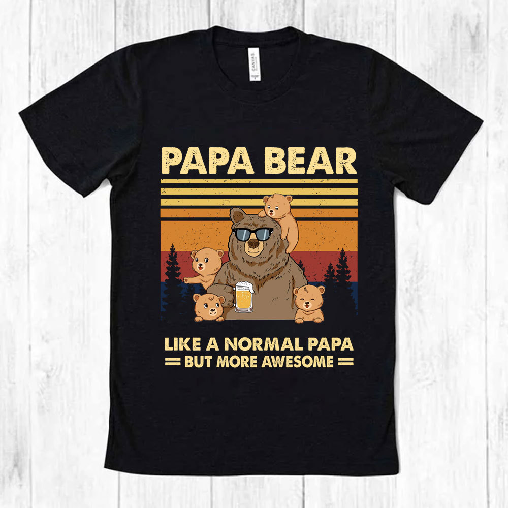 Personalized Papa Bear T Shirt-ancustom