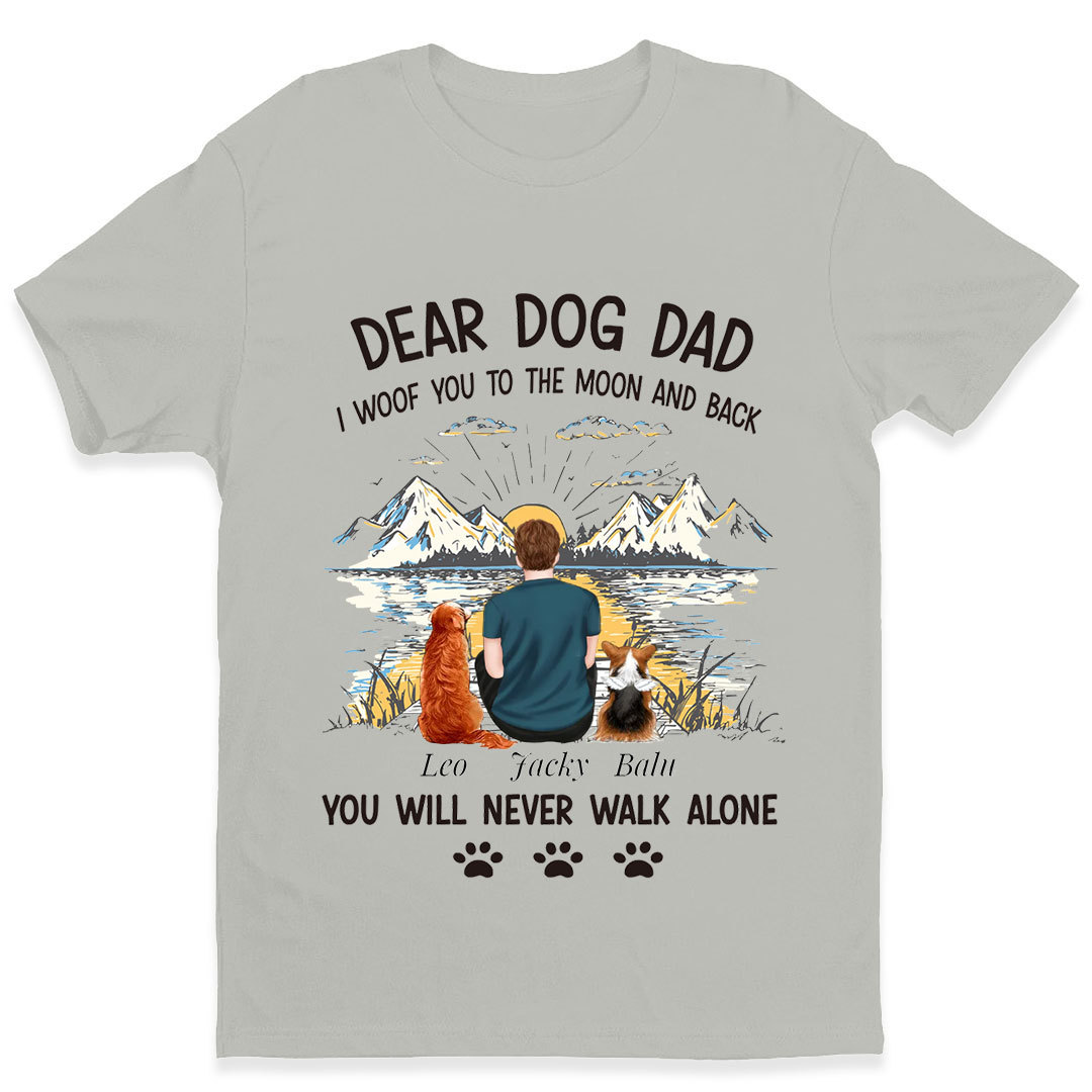 Custom Personalized Dog Dad T-Shirt Father's Day/Dog Lover's Gift Choice - I Woof You To The Moon And Back-ancustom