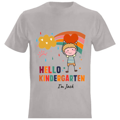 Hello Kindergarten Cute Colorful Rainbow Personalized Youth T-Shirt Back to School Gift for Kids-ancustom