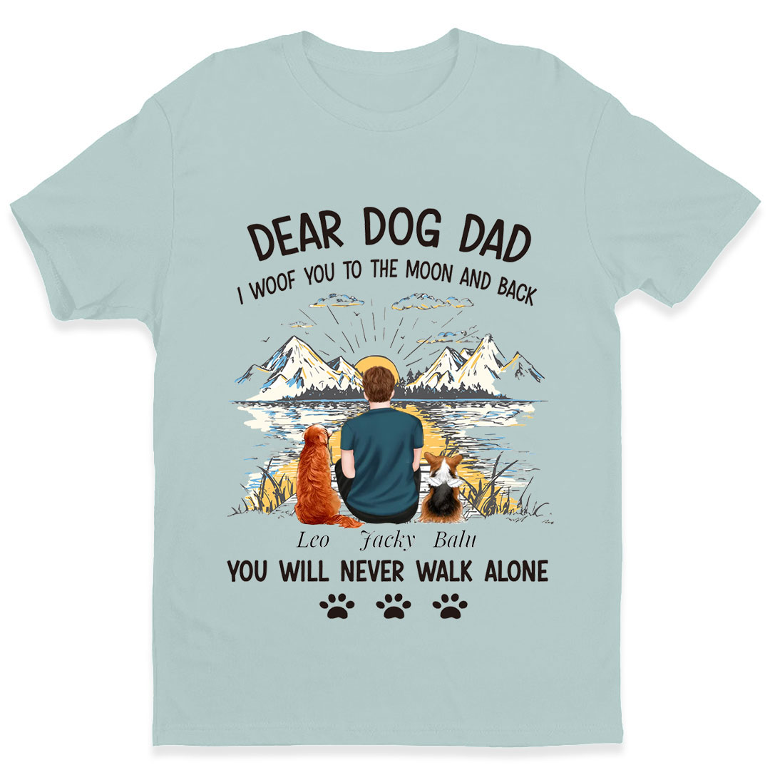 Custom Personalized Dog Dad T-Shirt Father's Day/Dog Lover's Gift Choice - I Woof You To The Moon And Back-ancustom