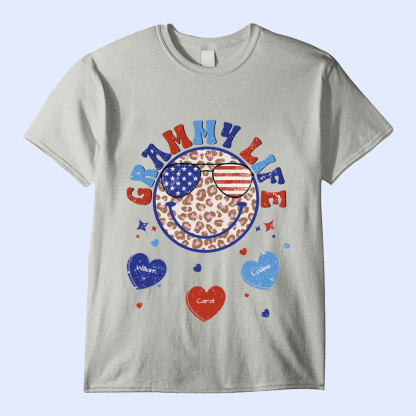 Personalized Grandma Life Smiley Face 4th Of July T-Shirt -ancustom