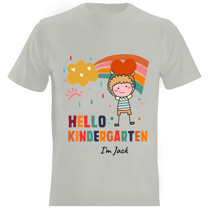 Hello Kindergarten Cute Colorful Rainbow Personalized Youth T-Shirt Back to School Gift for Kids-ancustom