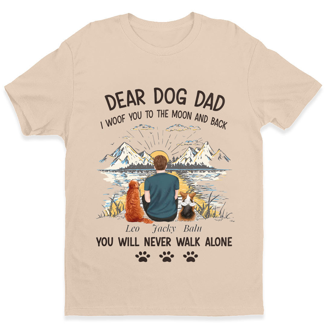Custom Personalized Dog Dad T-Shirt Father's Day/Dog Lover's Gift Choice - I Woof You To The Moon And Back-ancustom