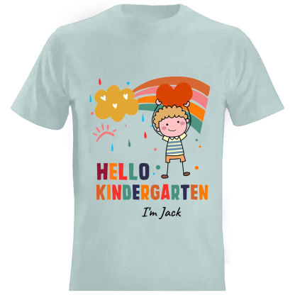Hello Kindergarten Cute Colorful Rainbow Personalized Youth T-Shirt Back to School Gift for Kids-ancustom