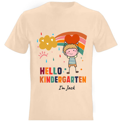 Hello Kindergarten Cute Colorful Rainbow Personalized Youth T-Shirt Back to School Gift for Kids-ancustom