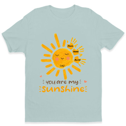 Cute Sun with Handprints for Kids, You Are My Sunshine Personalized T-Shirt-ancustom