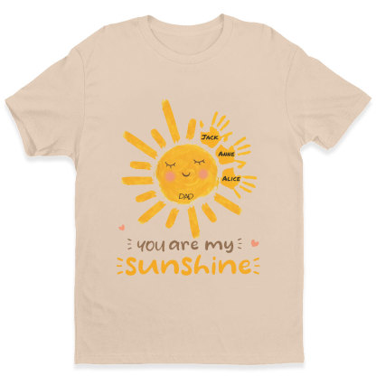 Cute Sun with Handprints for Kids, You Are My Sunshine Personalized T-Shirt-ancustom