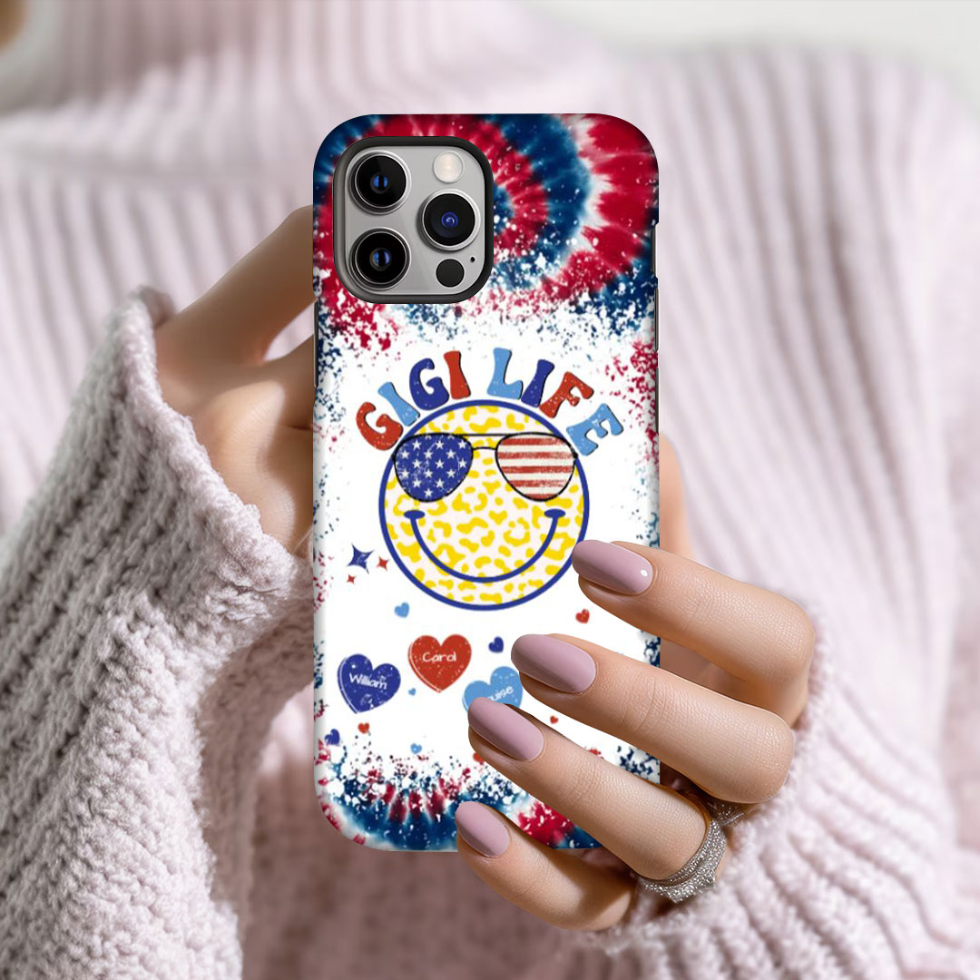 Personalized Grandma Life Smiley Face 4th Of July Phone Case -ancustom