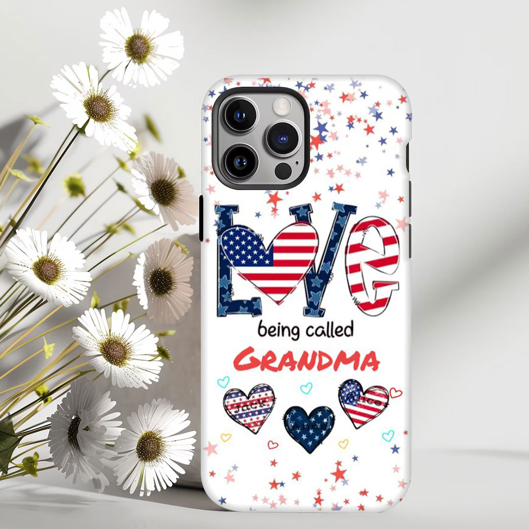 4th of July Love Being Called Grandma Auntie Mom American Flag Pattern Personalized Phone Case -ancustom