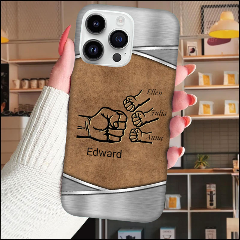 Father's Day Personalized Gift For Daddy Leather Patterned Phone Case-ancustom