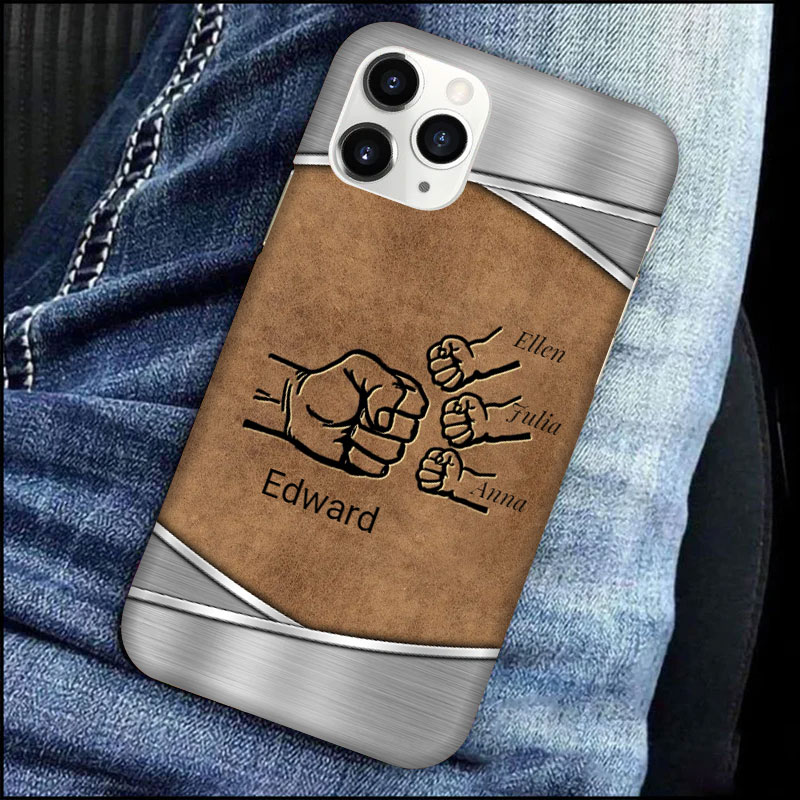 Father's Day Personalized Gift For Daddy Leather Patterned Phone Case-ancustom