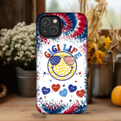 Personalized Grandma Life Smiley Face 4th Of July Phone Case -ancustom