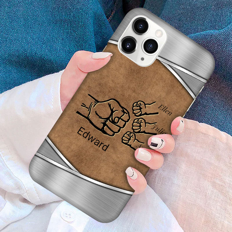 Father's Day Personalized Gift For Daddy Leather Patterned Phone Case-ancustom