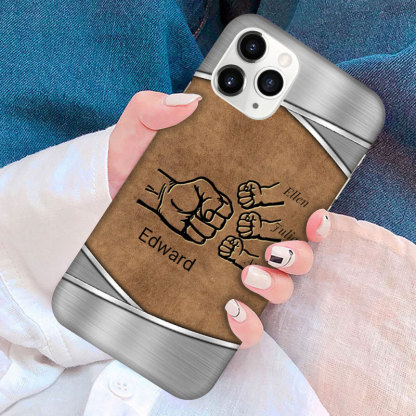 Father's Day Personalized Gift For Daddy Leather Patterned Phone Case-ancustom