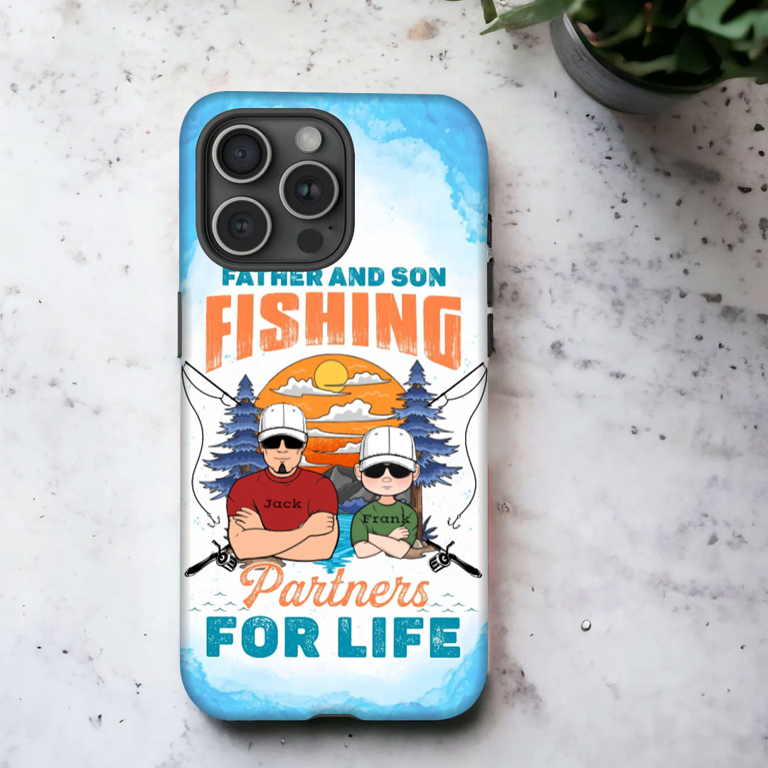 Custom Personalized Father and Son Fishing Phone Cases - Gift Ideas for Fathers / Sons / Daughters / Father's Day / Fishing Enthusiasts - Father and Son Fishing Lifetime Companion-ancustom